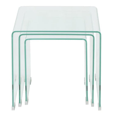 Clear Tempered Glass Nesting Tables Set of 3 for Living Room and Bedroom