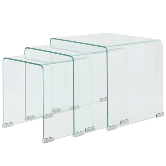 Clear Tempered Glass Nesting Tables Set of 3 for Living Room and Bedroom