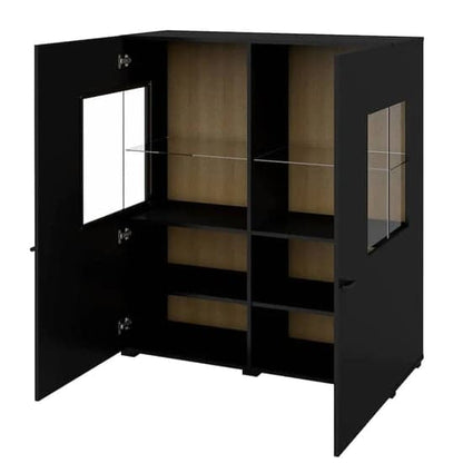 Citrus Wooden Display Cabinet With 2 Doors In Black