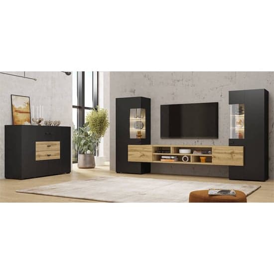 Citrus Wooden Display Cabinet With 2 Doors In Black