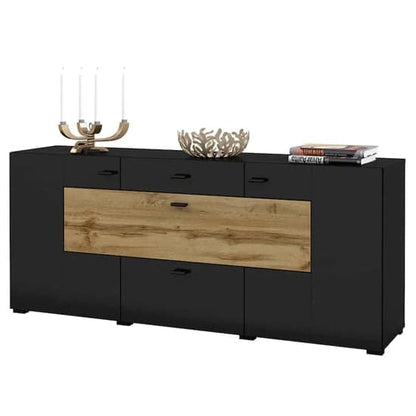 Citrus Wooden Sideboard With 3 Doors 2 Drawers In Black