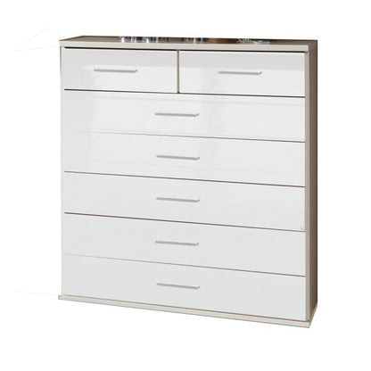 Clappen White Gloss Storage Chest | 2+5 Drawers | Modern & Sleek | Furco