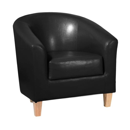 Bexhill Single Seater Faux Leather Sofa - Black - Nestium