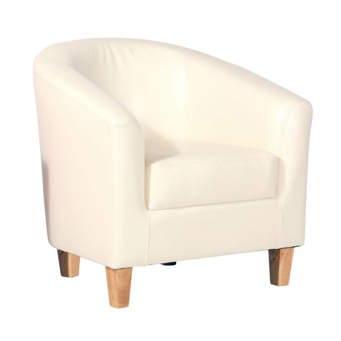 Bexhill Single Seater Faux Leather Sofa - Cream - Nestium