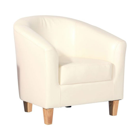 Bexhill Single Seater Faux Leather Sofa - Cream - Nestium