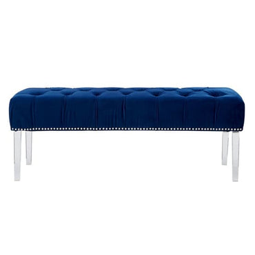 Clarox Upholstered Velvet Dining Bench In Blue