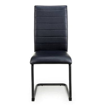 Clisson Black Leather Effect Dining Chairs In Pair