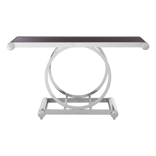 Columbus Black Glass Console Table With Polished Silver Frame