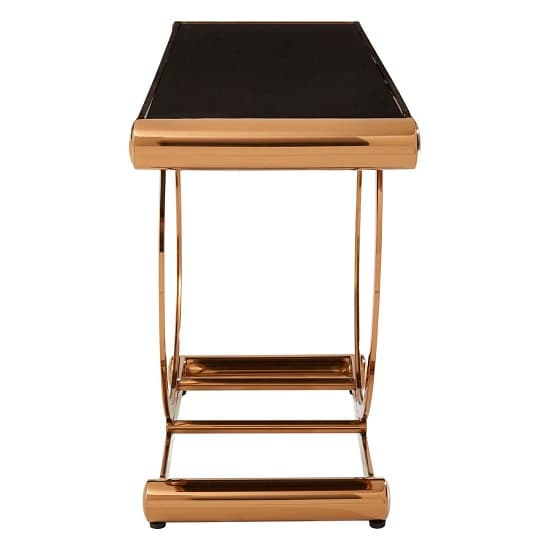 Columbus Black Glass Console Table With Rose Gold Frame