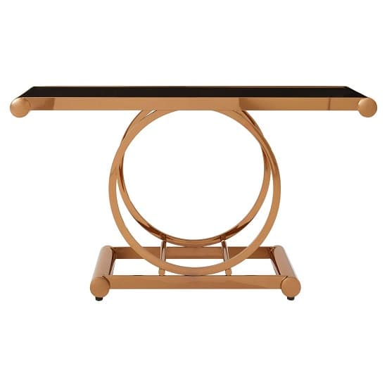 Columbus Black Glass Console Table With Rose Gold Frame