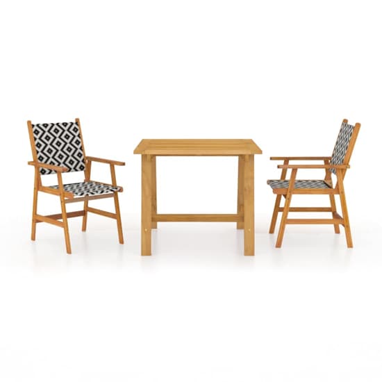 Compact Acacia Wood 3-Piece Outdoor Dining Set with Rattan Chairs in Natural Finish