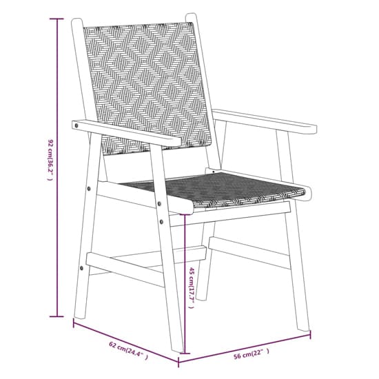 Compact Acacia Wood 3-Piece Outdoor Dining Set with Rattan Chairs in Natural Finish