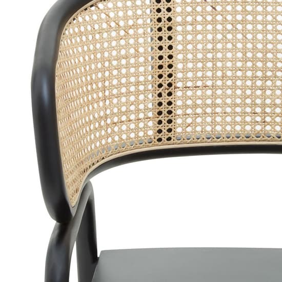 FURCO Black Rattan Wooden Armchair for Living Room