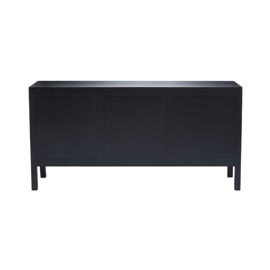 Corson Cane Rattan Wooden Sideboard With 3 Doors In Black