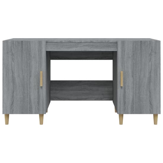 Grey Sonoma Oak Computer Desk with 2 Doors - FURCO Cress Wooden Office Furniture