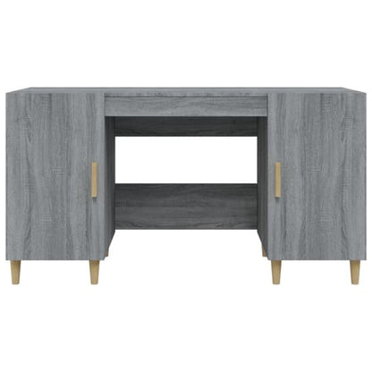 Grey Sonoma Oak Computer Desk with 2 Doors - FURCO Cress Wooden Office Furniture