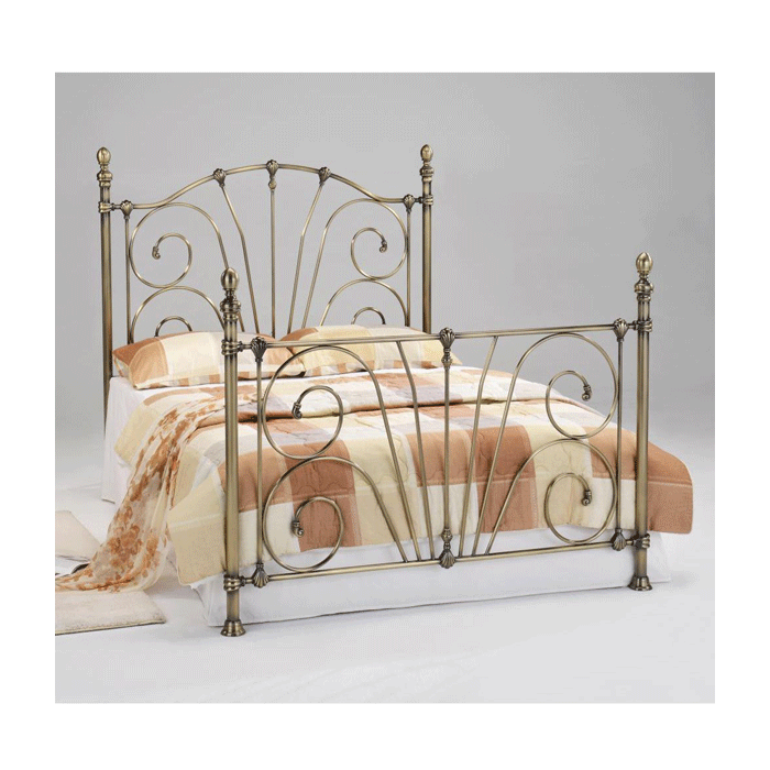 Barnstaple Antique Brass Bed Frame Double Bed- Queen Headboard