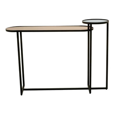 Cusco Smoked Mirror Glass Console Table With Black Metal Frame