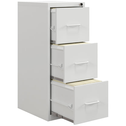 HOMCOM hree-Drawer Modern Steel Filing Cabinet - White