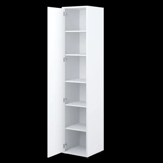 Cyan Wooden Wardrobe with White Finish and Single Door for Stylish Bedroom Storage