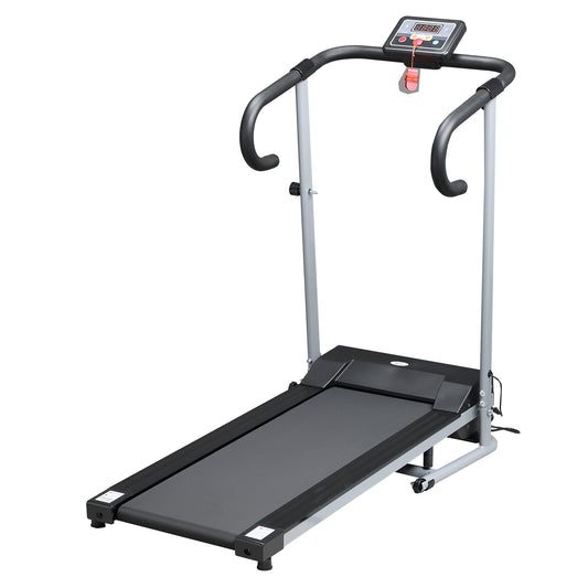 HOMCOM .25HP Motorised Electric Treadmill, 10km/h Folding Running Machine, Gym Fitness Exercise with LCD Monitor, Grey