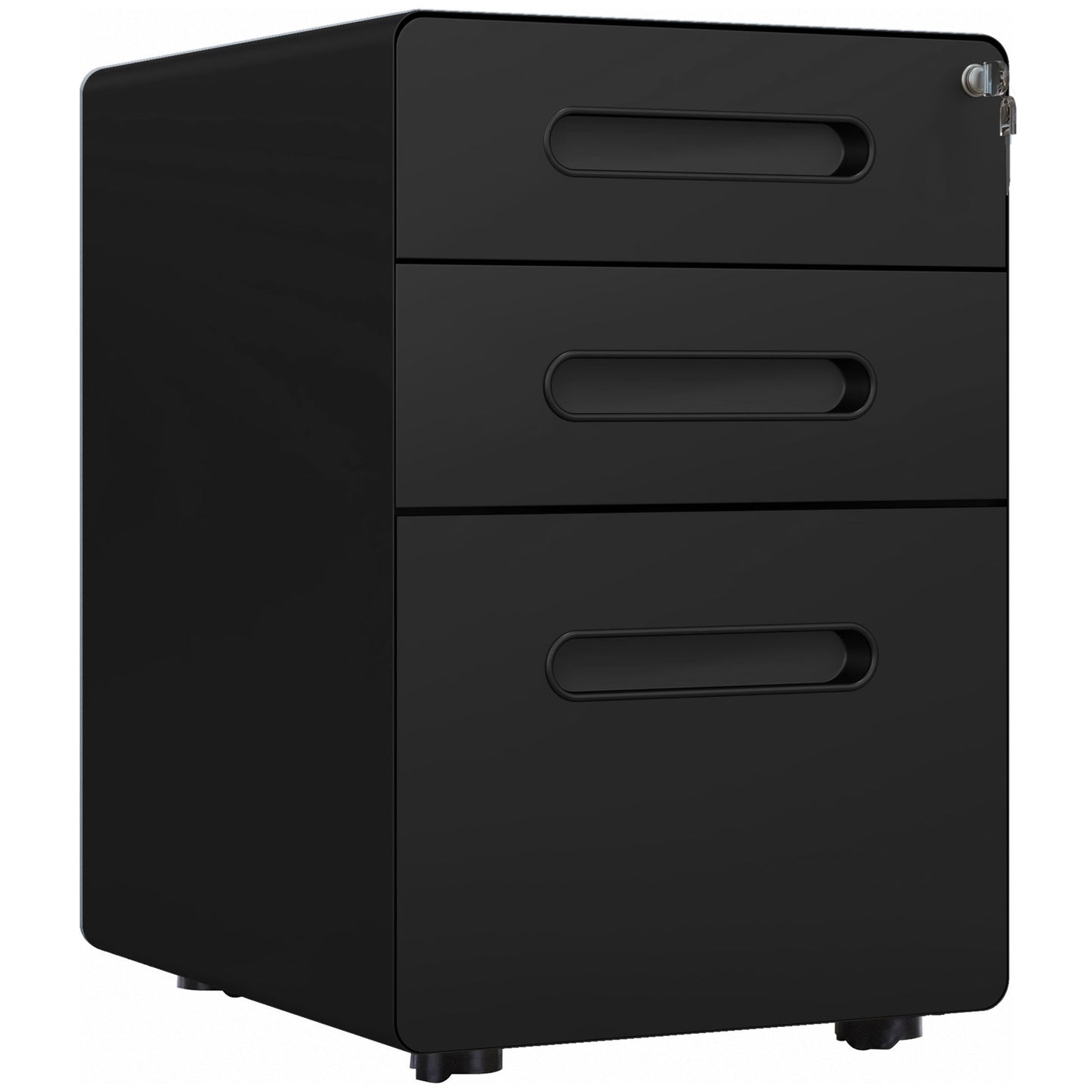 Vinsetto Lockable File Cabinet with 3 Drawers, Vertical Office Drawer for A4, Letter, Legal Size, Anti-tilt Design, Pre-Assembled Body, Black