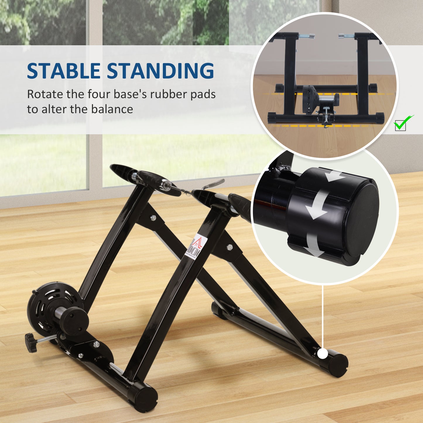 HOMCOM urbo Trainer Magnetic Bike Trainer Indoor Exercise Bike Trainer Stand Magnetic Resistance Bicycle Training Stand for Mountain & Road Bikes 26'' to 28'' and 700C Wheels, Black