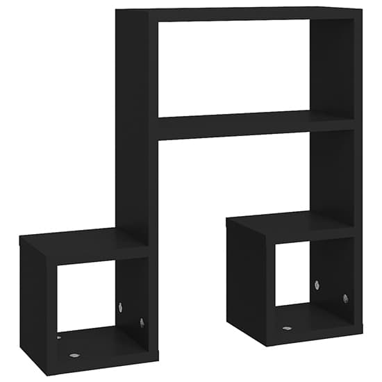 Black Wooden Music Note Wall Shelves - Set of 2, Stylish Storage for Home Decor