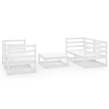 FURCO Daiva White Pinewood 5-Piece Outdoor Lounge Set with Corner Sofas and Table