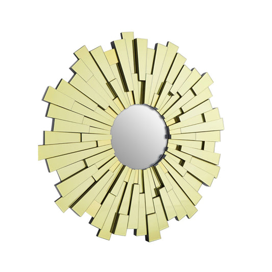 FURCO Dia Gold Sunburst Wall Mirror - Large Circular Design, Modern Home Decor