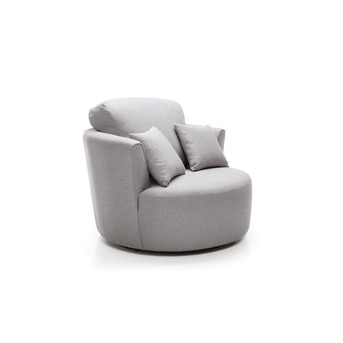 FURCO Charmaine Light Grey Swivel Armchair - Modern Fabric Design with Foam Cushions