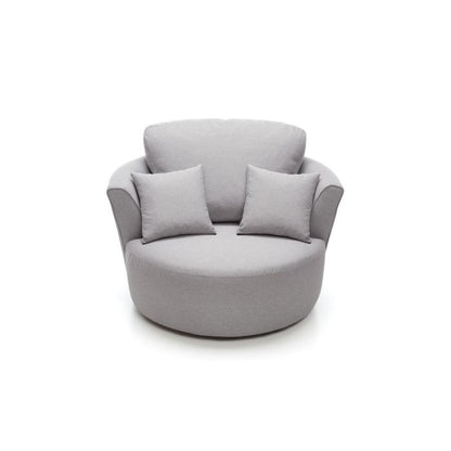 FURCO Charmaine Light Grey Swivel Armchair - Modern Fabric Design with Foam Cushions