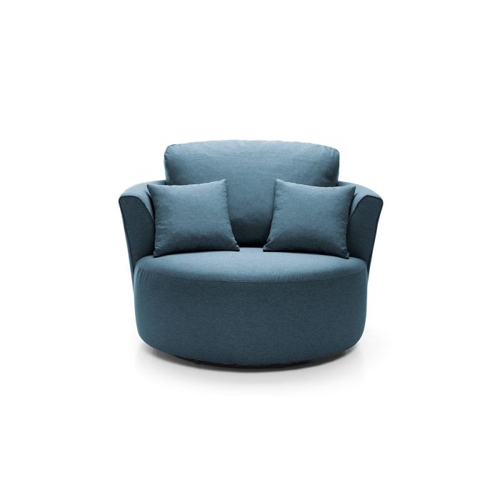 FURCO Charmaine Teal Swivel Armchair - Comfortable Linen Fabric, Modern Design, Fully Assembled