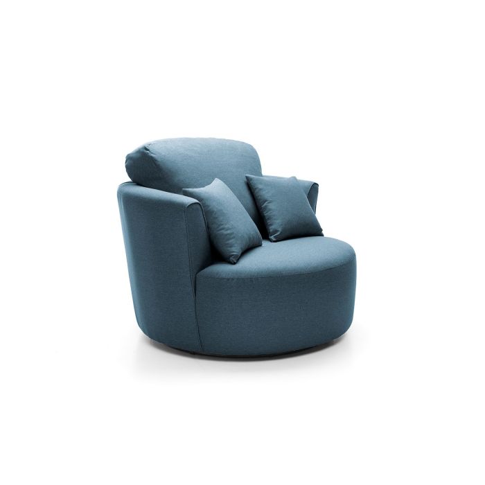 FURCO Charmaine Teal Swivel Armchair - Comfortable Linen Fabric, Modern Design, Fully Assembled