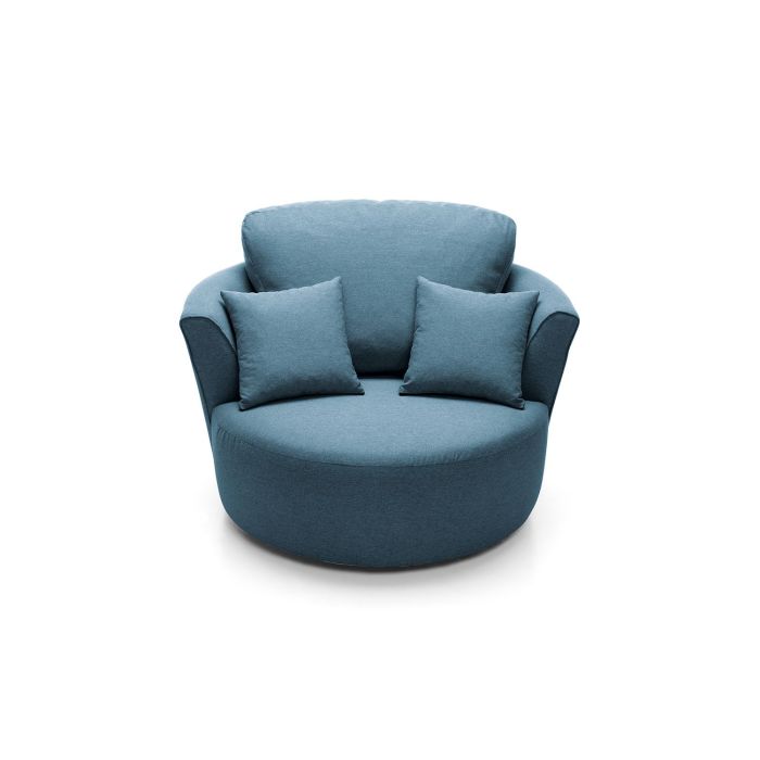 FURCO Charmaine Teal Swivel Armchair - Comfortable Linen Fabric, Modern Design, Fully Assembled