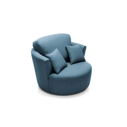 FURCO Charmaine Teal Swivel Armchair - Comfortable Linen Fabric, Modern Design, Fully Assembled