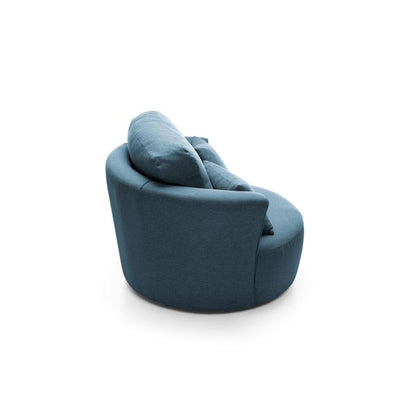 FURCO Charmaine Teal Swivel Armchair - Comfortable Linen Fabric, Modern Design, Fully Assembled