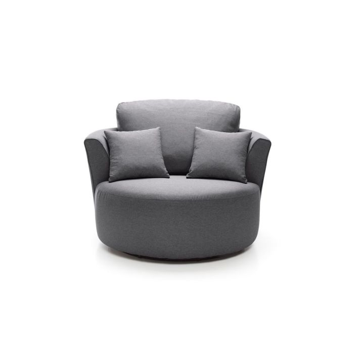 FURCO Charmaine Dark Grey Swivel Armchair with Foam Cushions