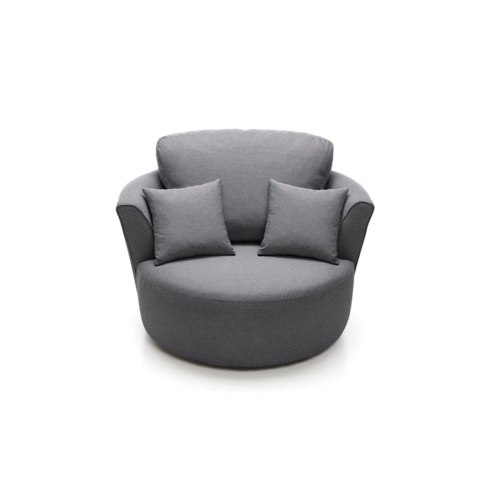 FURCO Charmaine Dark Grey Swivel Armchair with Foam Cushions