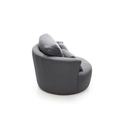 FURCO Charmaine Dark Grey Swivel Armchair with Foam Cushions