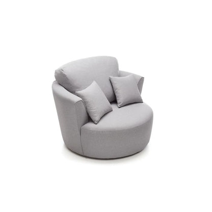 FURCO Charmaine Light Grey Swivel Armchair - Modern Fabric Design with Foam Cushions