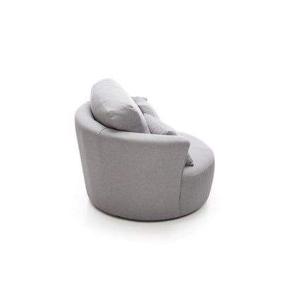 FURCO Charmaine Light Grey Swivel Armchair - Modern Fabric Design with Foam Cushions