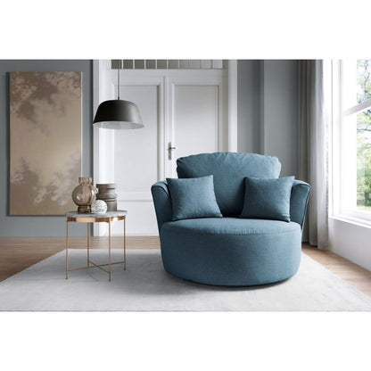 FURCO Charmaine Teal Swivel Armchair - Comfortable Linen Fabric, Modern Design, Fully Assembled