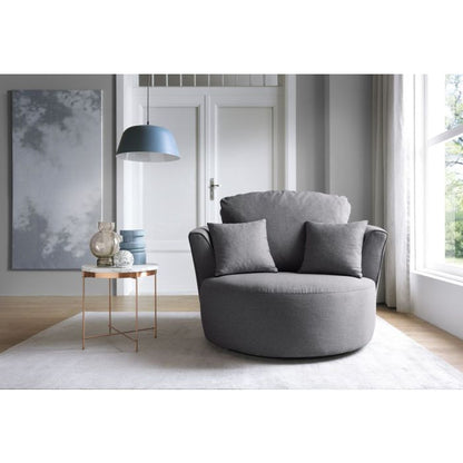 FURCO Charmaine Dark Grey Swivel Armchair with Foam Cushions