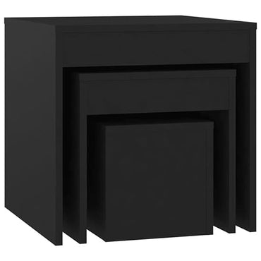 FURCO Black Nesting Tables Set of 3 – Versatile Wooden End Tables for Living Room and Bedroom