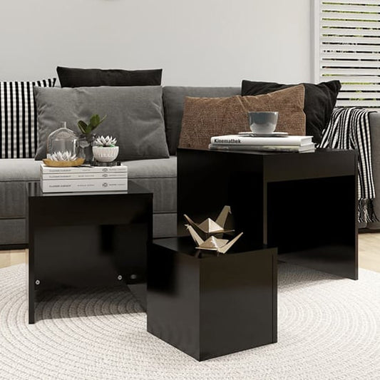 FURCO Black Nesting Tables Set of 3 – Versatile Wooden End Tables for Living Room and Bedroom