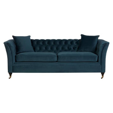 Midnight Blue Velvet Chesterfield Sofa - FURCO Dartford 3 Seater