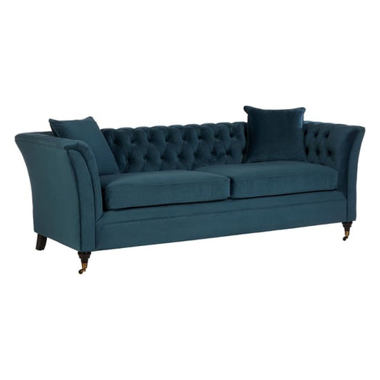 Midnight Blue Velvet Chesterfield Sofa - FURCO Dartford 3 Seater