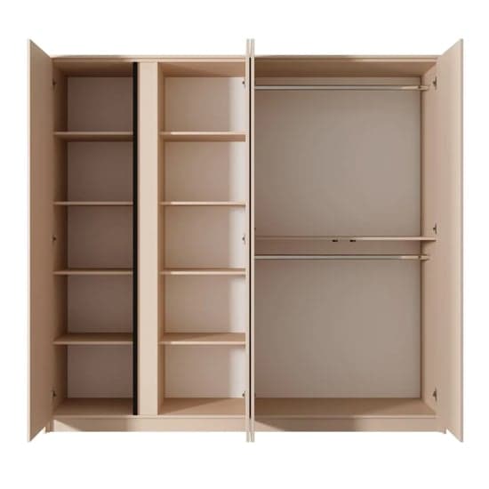 Davis Mirrored Wardrobe 4 Doors In Beige With LED