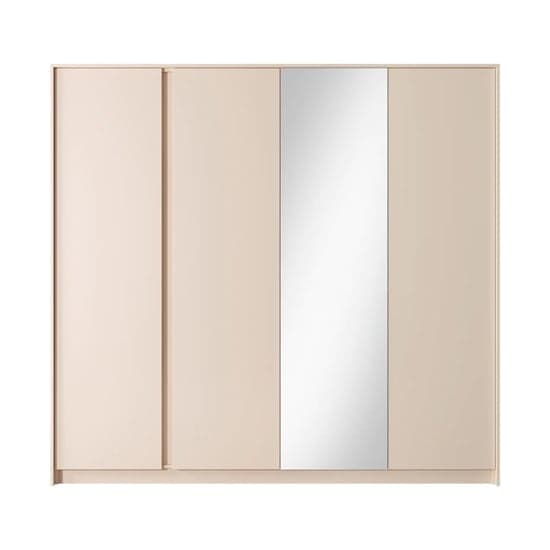 Davis Mirrored Wardrobe 4 Doors In Beige With LED